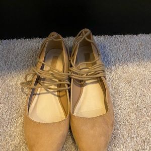 Tan lace up flats